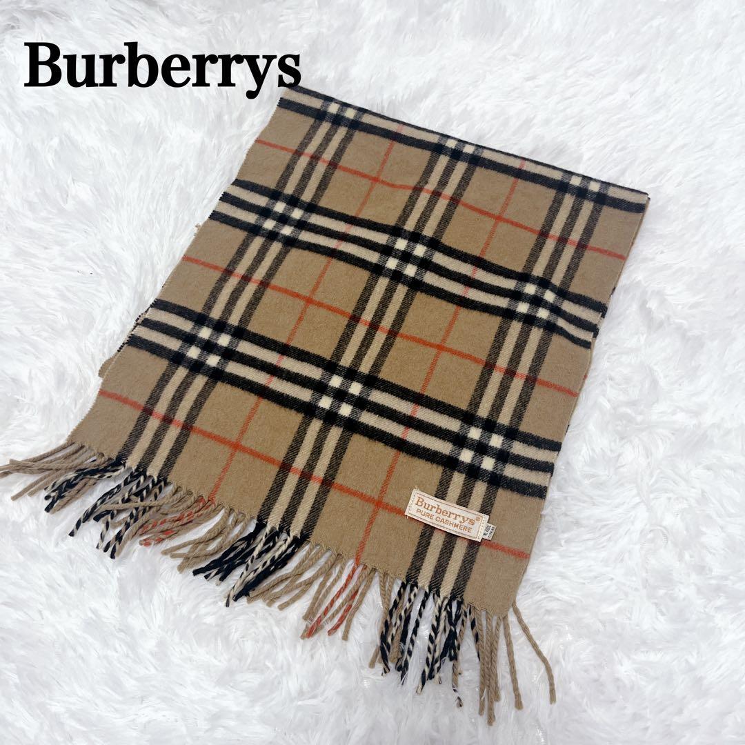 Burberrys ピュアカシミヤ チェックマフラー ノバチェック キャメル