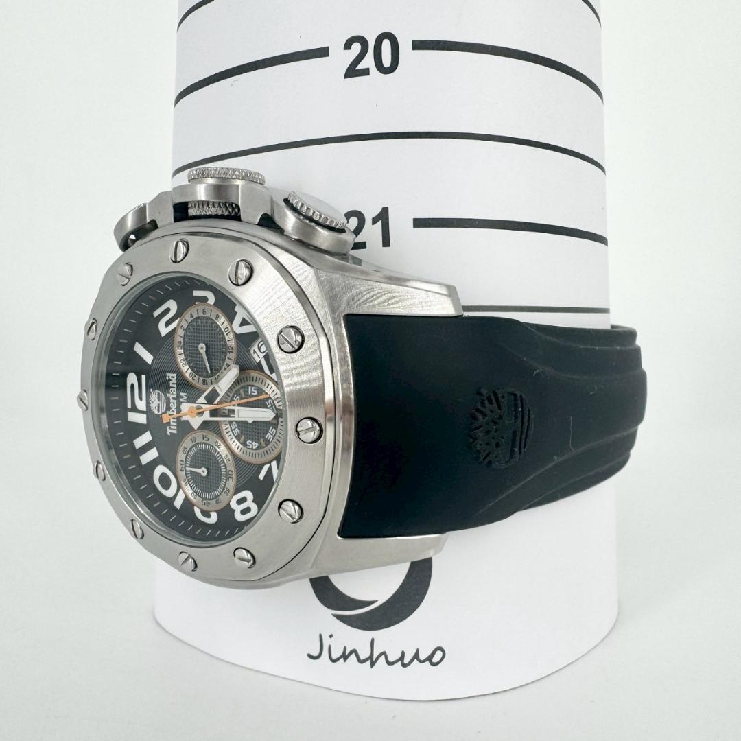 Timberland クロノグラフ 時計 シルバー 新品時計】Timberland クロノグラフ 腕時計 100M防水 ラバー