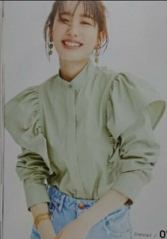 【新品・未使用】Drawer　コットンギャザーフリル比翼ブラウス