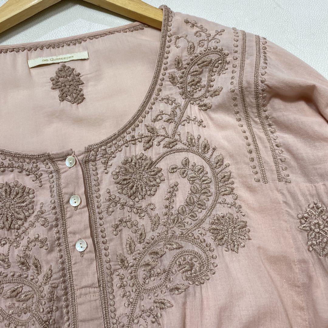 ne Quittez pas ヌキテパ インドコットン 刺繍 7分袖ブラウス