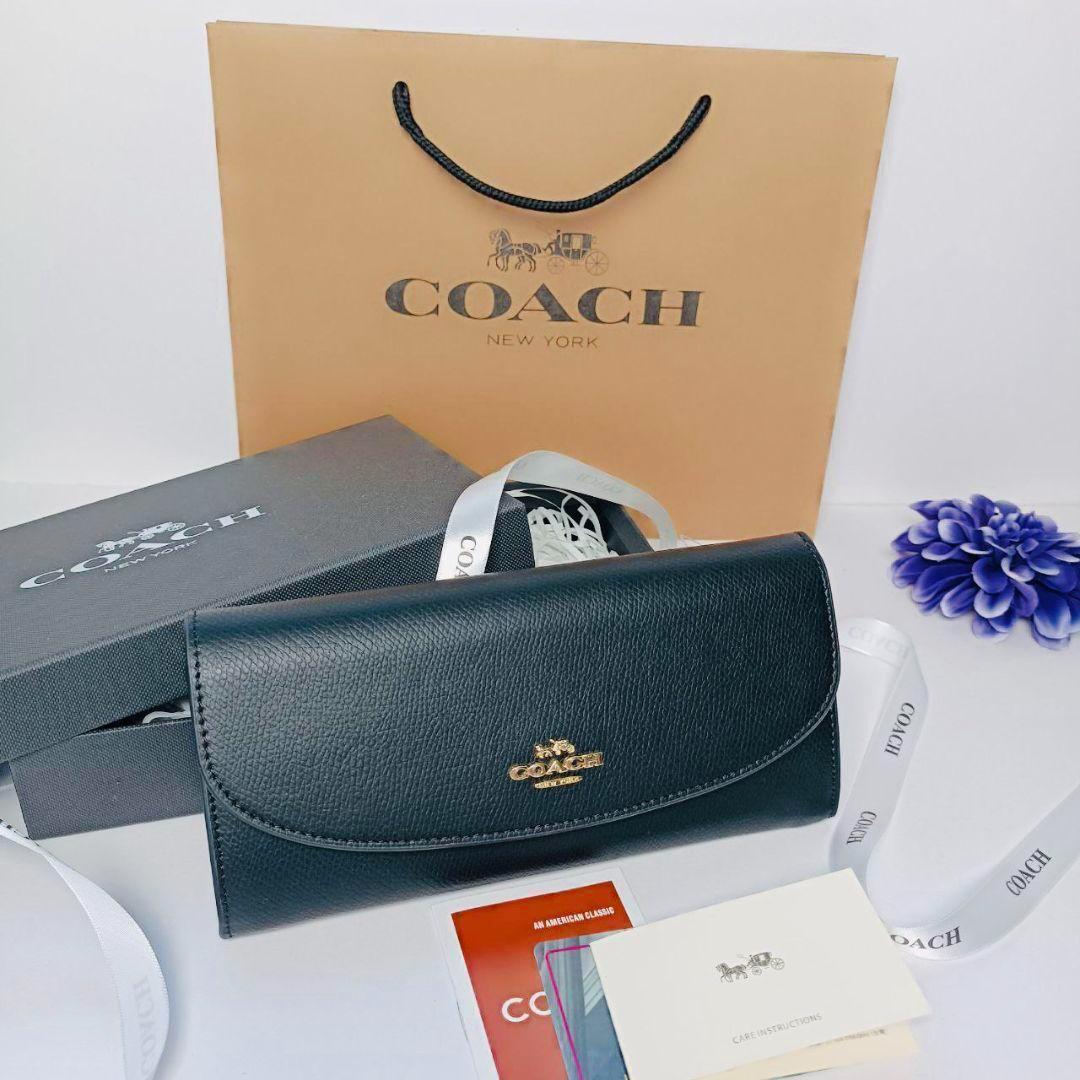Coachレディース長財布　Coach 袋付き COACH コーチ 財布 長財布 新作 新品 シグネチャー レザー 二