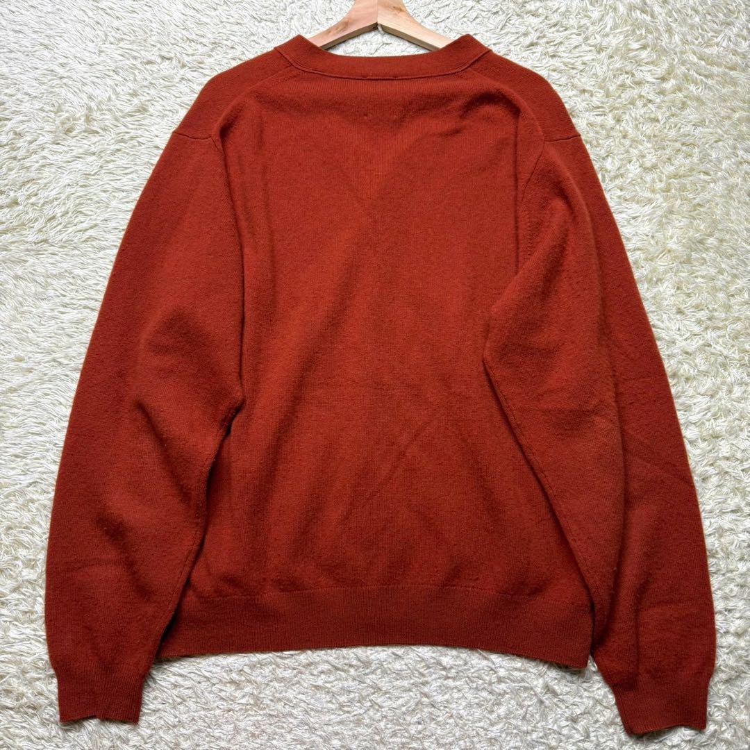 【近年モデル】ダントン カーディガン 2XLサイズ ウール 刺繍ロゴ オレンジ系