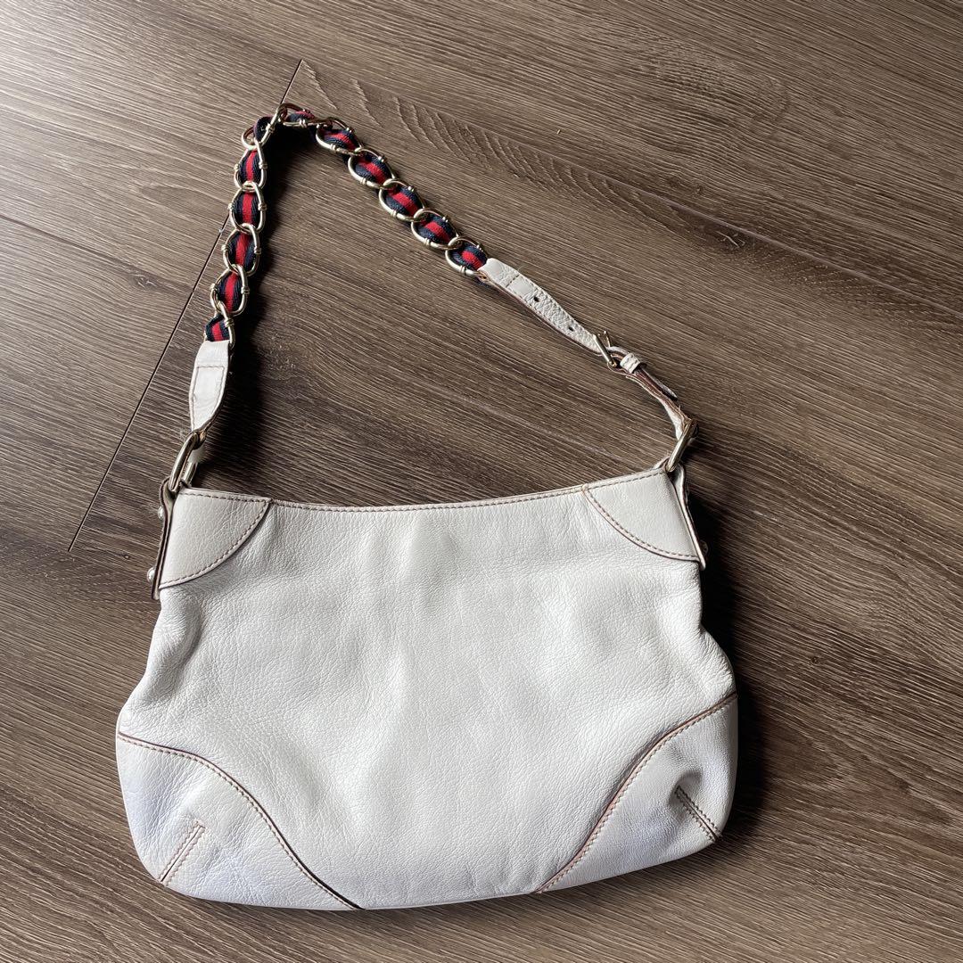 【GUCCI】グッチ　ホワイト ショルダーバッグ　GR G
