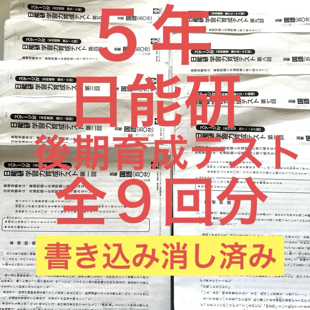 5年 日能研 育成テスト 後期全9回分 - メルカリ