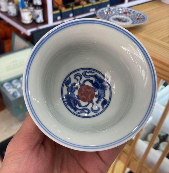 中国茶器 景徳鎮 青花釉里紅竜紋三才蓋碗 茶杯 新品未使用 景徳鎮 青花釉里紅三才蓋碗 茶碗 煎茶器 未使用品 - メルカリ