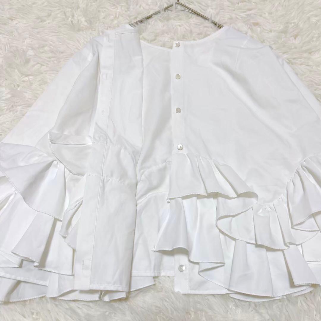 【マリリンムーン】 ボリュームフリルコットンブラウス フェミニン バレエコア