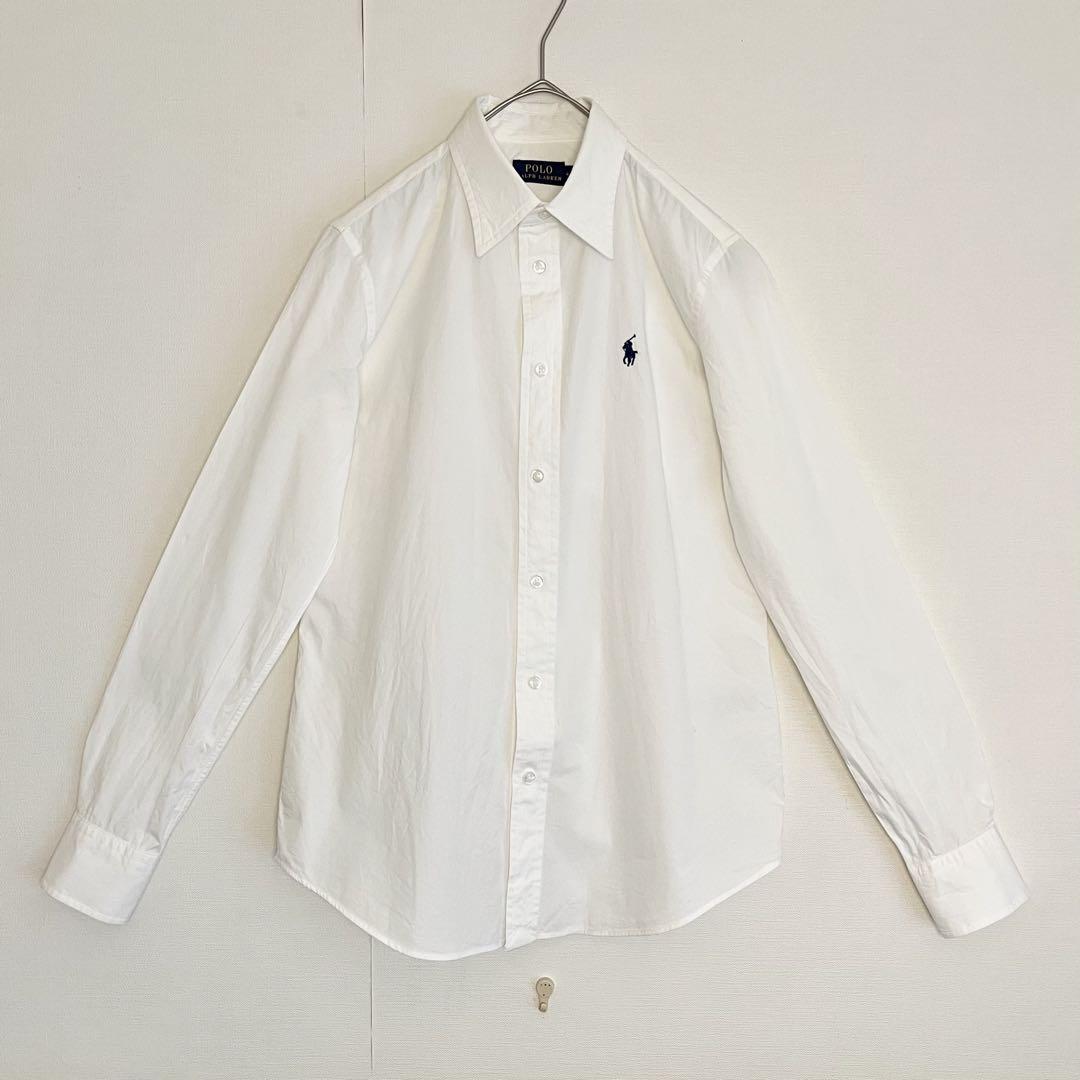 【美品★大人気】ラルフローレン白ホワイト長袖シャツ★サイズ4★スペアボタン付き★