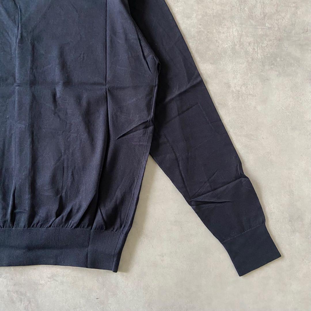 【新品】Aquascutum カーディガン 紺色 ロゴボタン 綿 L AR52