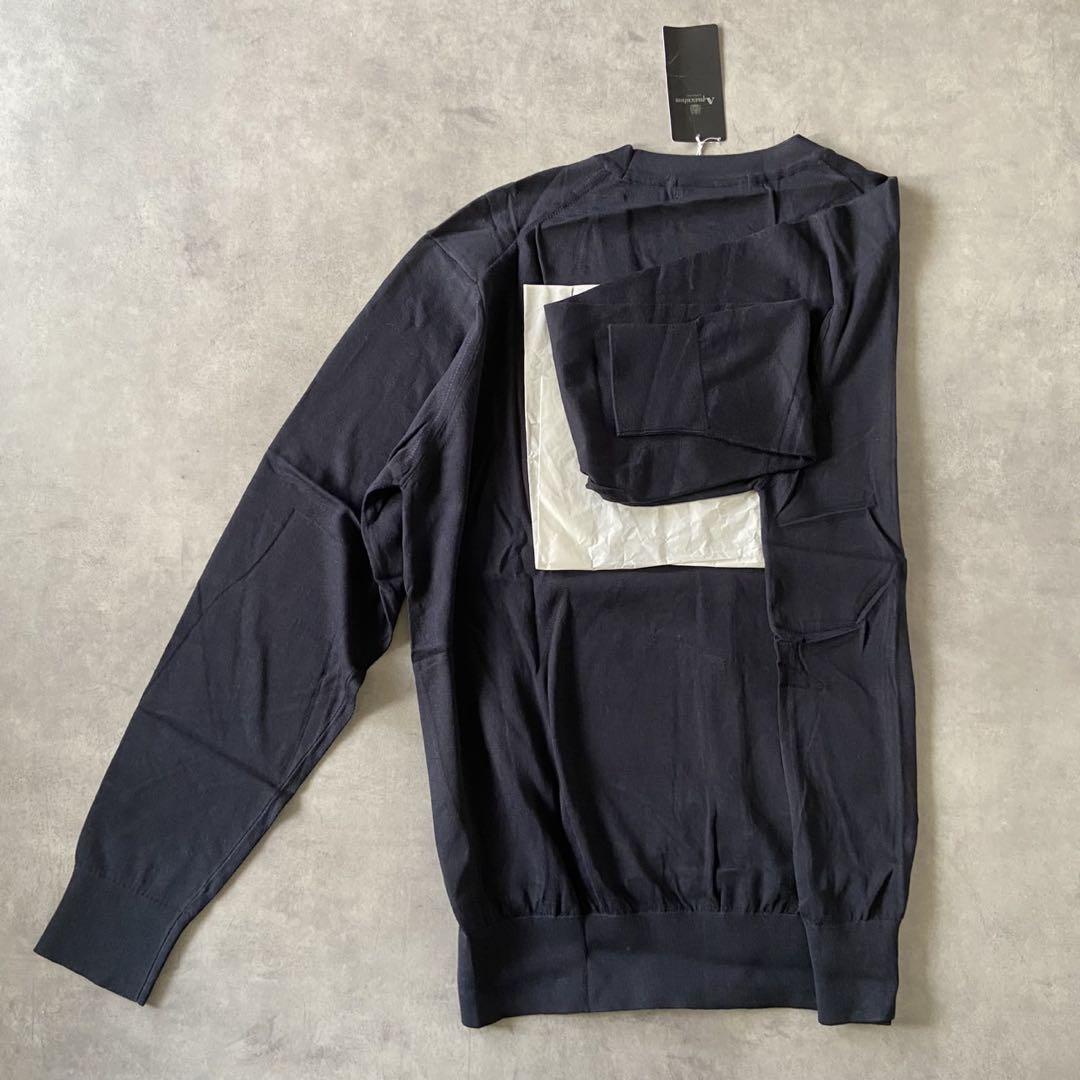 【新品】Aquascutum カーディガン 紺色 ロゴボタン 綿 L AR52