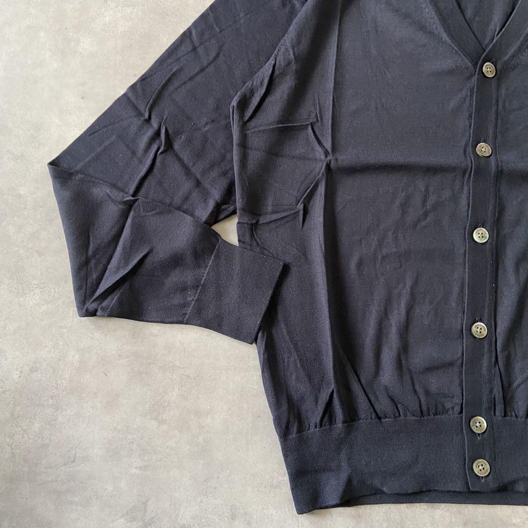 【新品】Aquascutum カーディガン 紺色 ロゴボタン 綿 L AR52