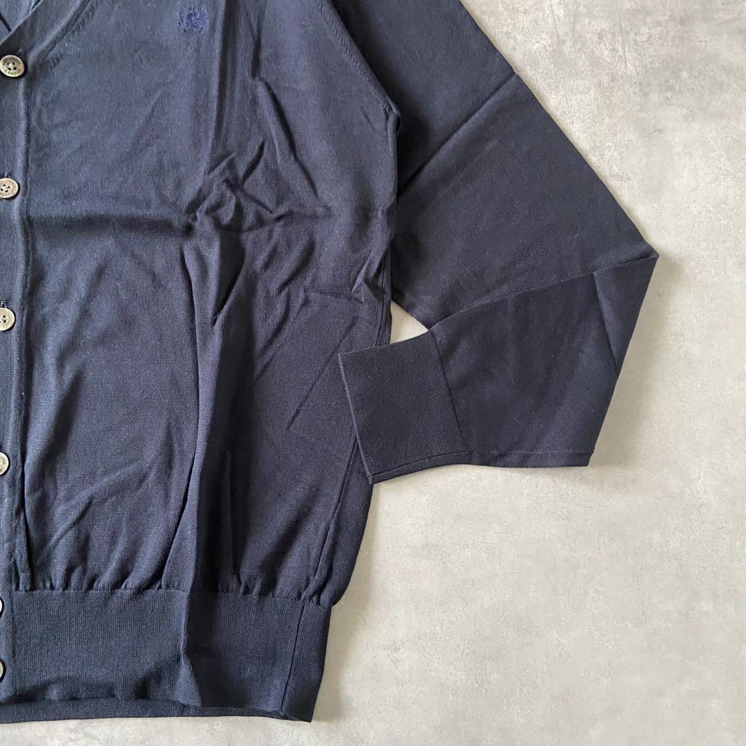 【新品】Aquascutum カーディガン 紺色 ロゴボタン 綿 L AR52