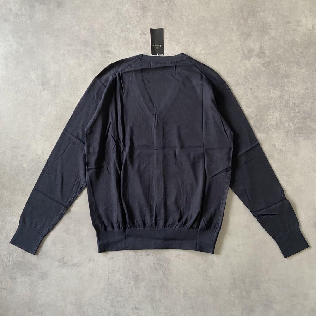 【新品】Aquascutum カーディガン 紺色 ロゴボタン 綿 L AR52