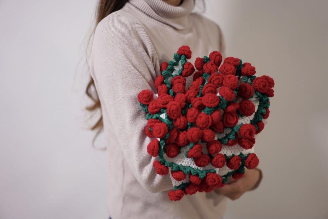 花束ブランケット バラの花 マルチカバー ランチョンマット かぎ