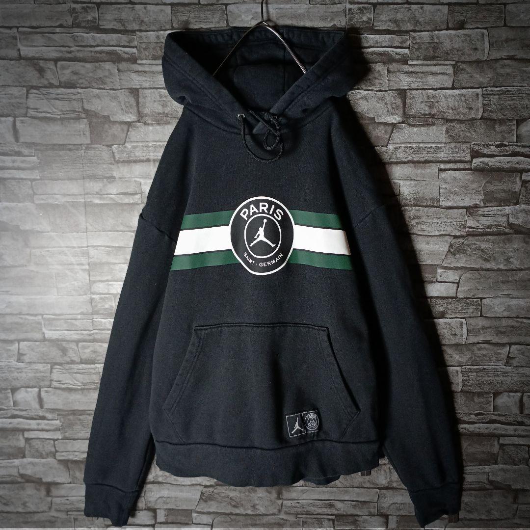 ジョーダン×パリサンジェルマンパーカー 胸ロゴ ジャンプマン 厚手 ラベルロゴ