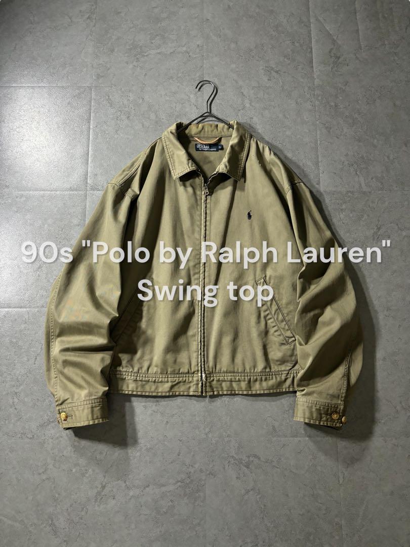 90s ラルフローレン スイングトップ ハリントン ドリズラーJKT XL 90s Polo Ralph Lauren Cotton Drizzler Jacket オレンジ L ポロ