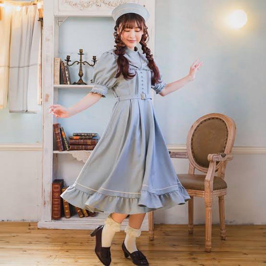 しまむら クラロリくる実 マリンアカデミア ワンピース ブルー L 新品 しまむら くる実 マリンアカデミアセーラー付きワンピース