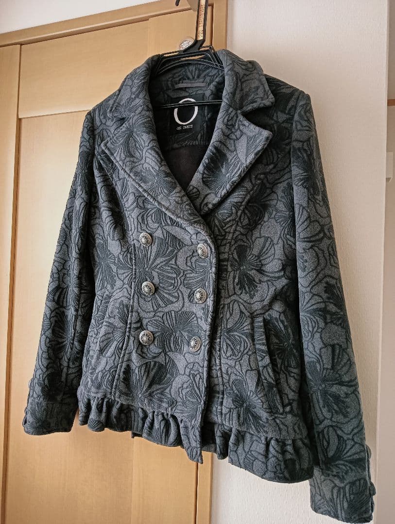 オッズオン 【希少】　OZZ ONESTE ジャガード　コート　ダークグレー