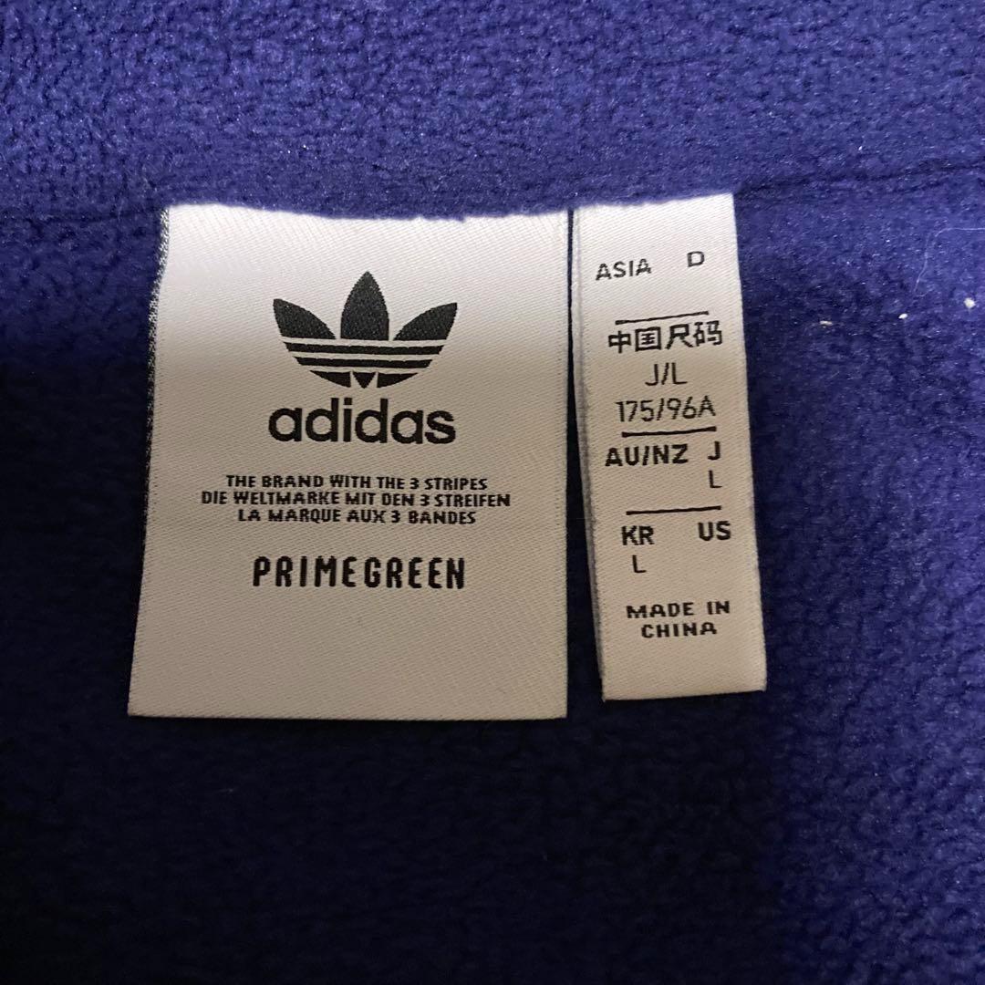 アディダス adidasフリース　両面刺繍 ハーフジップ 紺 Lサイズ