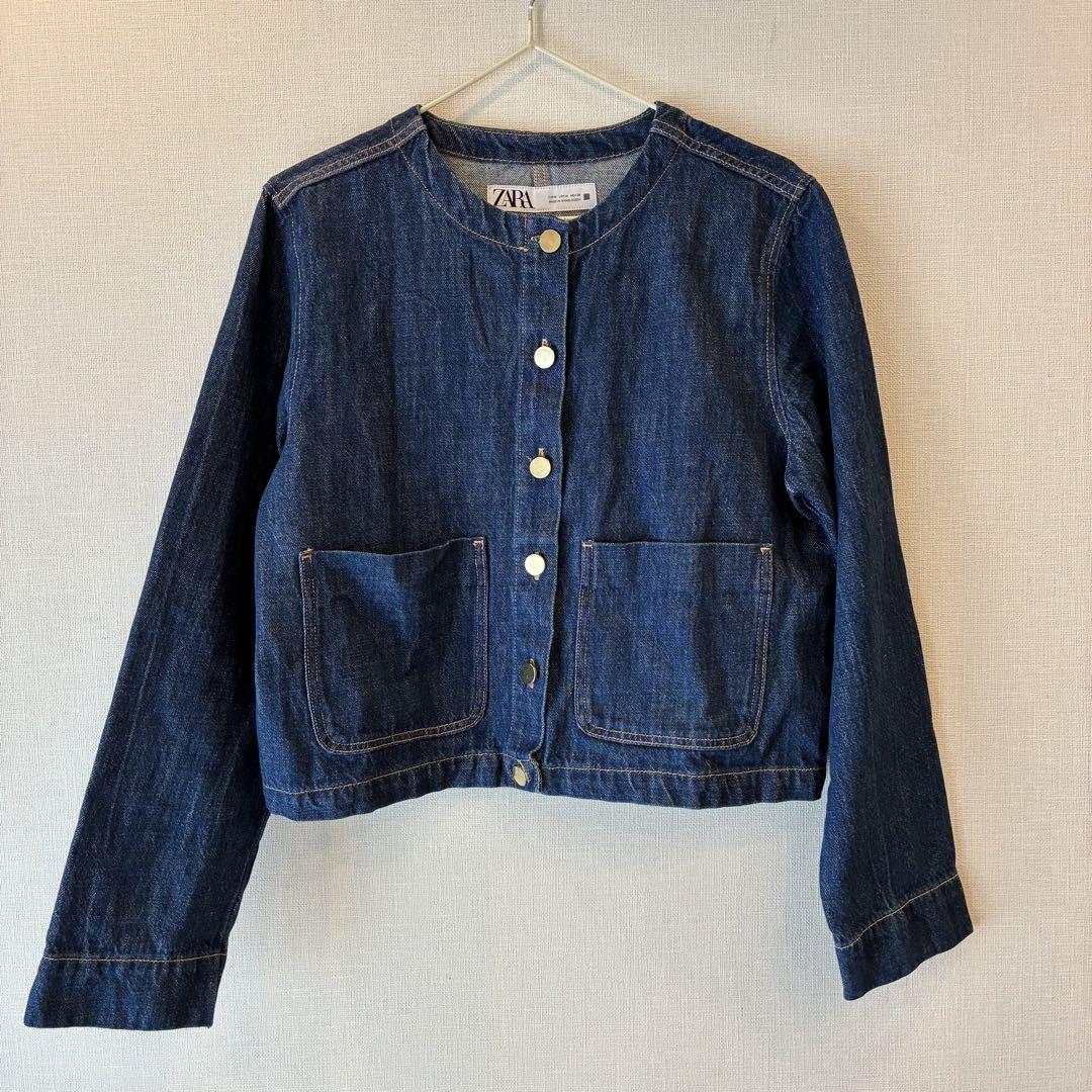 ZARA デニムジャケット ZWコレクション新品　Gジャン　ノーカラー ZARA ノーカラーデニムジャケット XS - メルカリ
