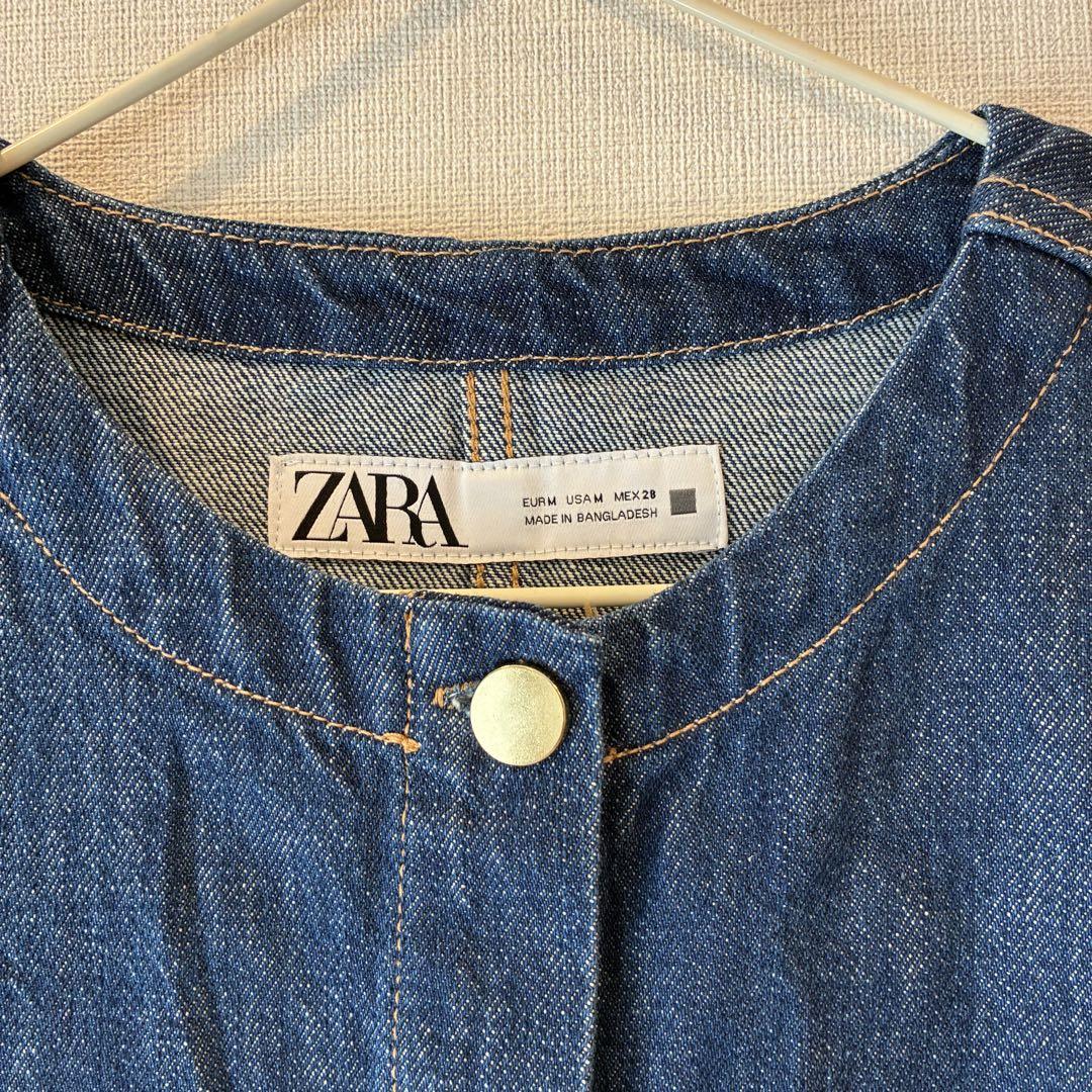 美品】ZARA デニムジャケット ノーカラー ショート丈 - メルカリ