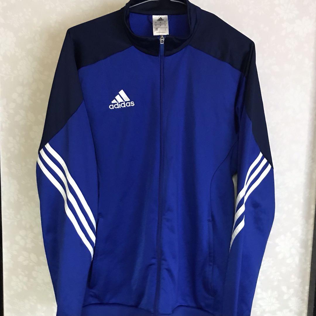 adidas ジャージ ジャケット M 青　トラックジャケット　Mサイズ アディダストラックジャケットジャージ Mサイズ刺繍ロゴ - メルカリ