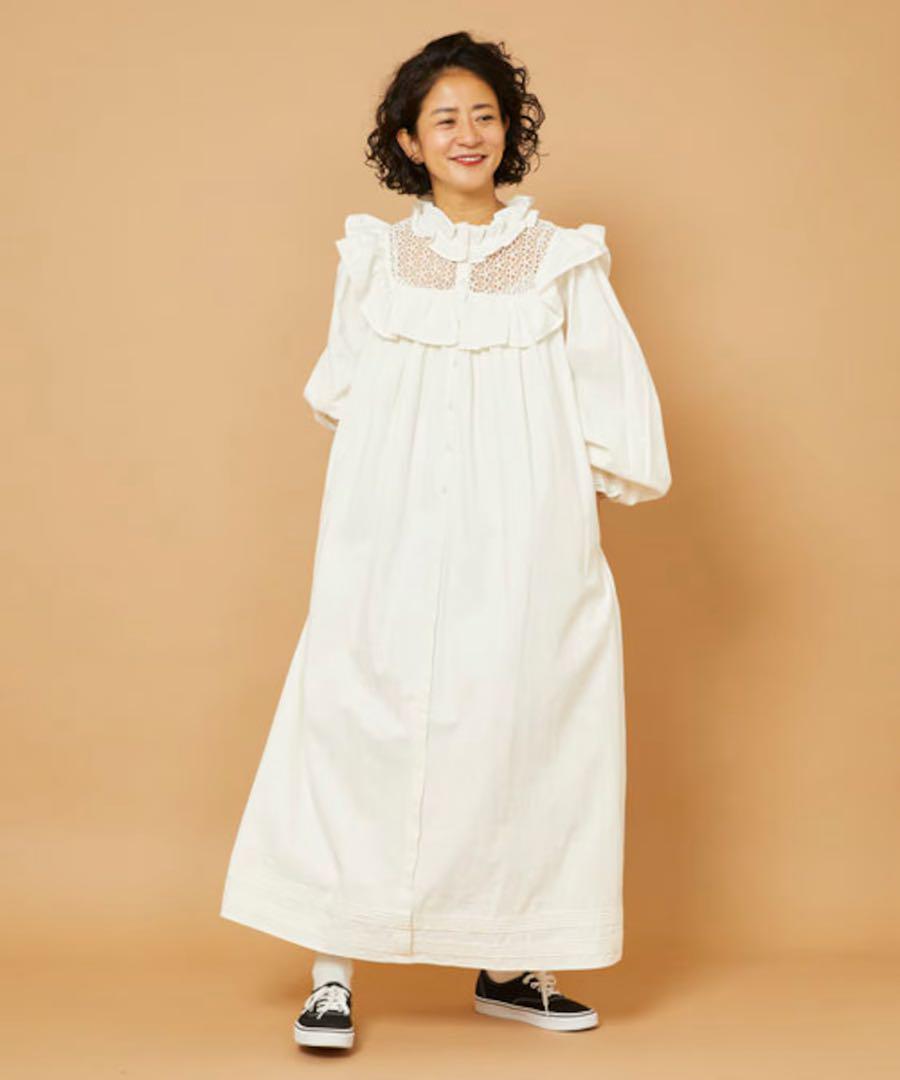 【新品未使用品】フリーダ レースフリルドレス ホワイト フリーサイズ