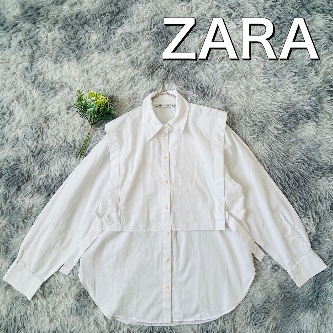 ZARA オーバーサイズレイヤード長袖コットンシャツ（M）白