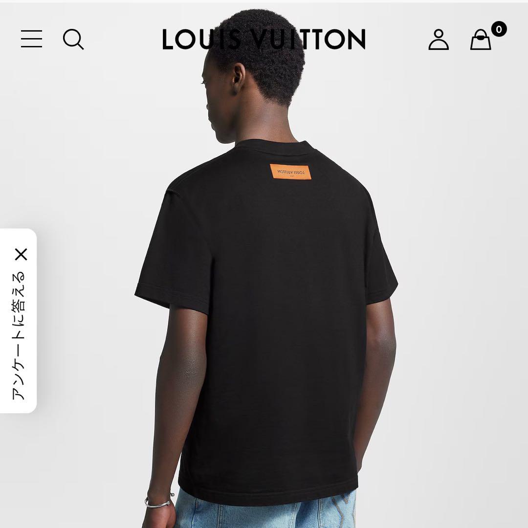 ルイヴィトン ヴィトン 黒T シンプル ロゴ Tシャツ エンボス