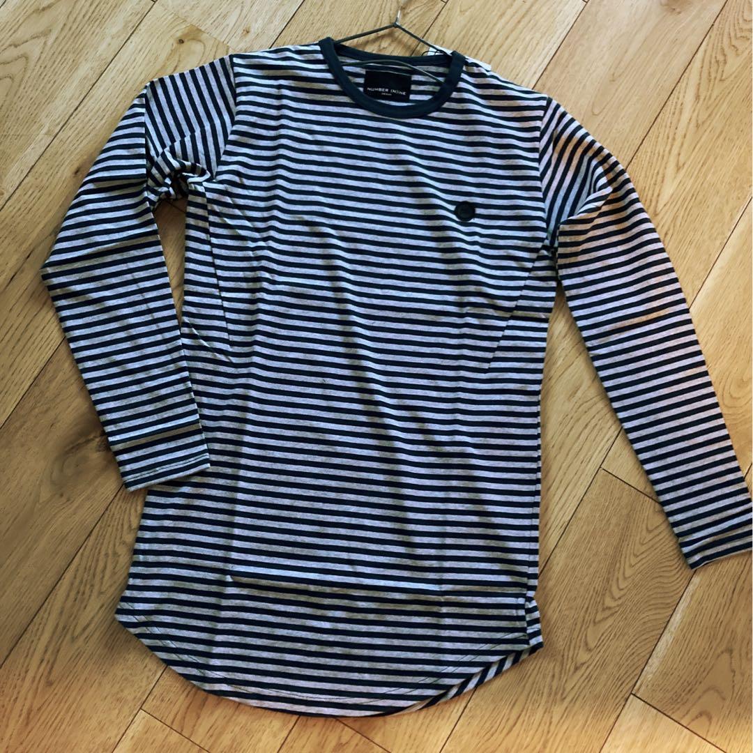 新品◆NUMBER NINE DENIM　ボーダーロングTシャツ　ナノユニバース
