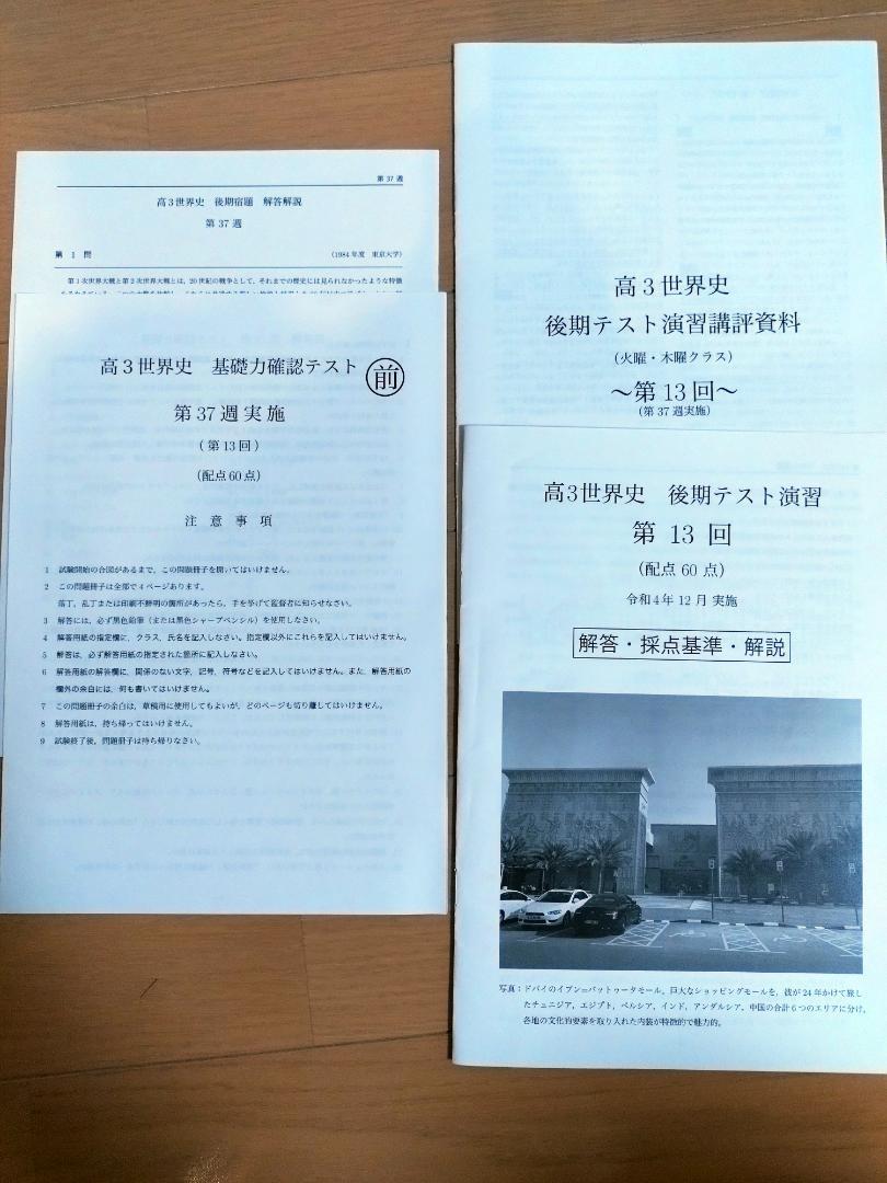 鉄緑会　高3世界史　後期テスト演習全13回&夏期講習&冬期講習&直前講習