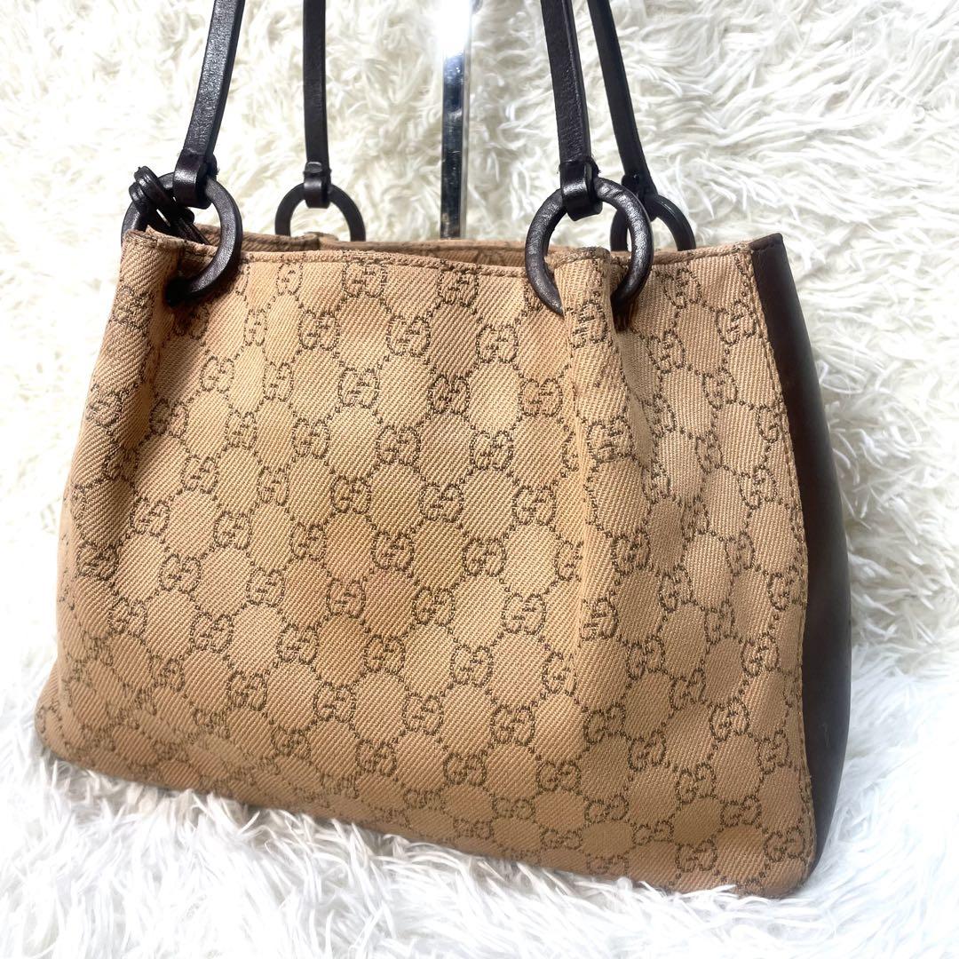 GUCCI グッチ　ハンドバッグ　トートバッグ　キャンバス　ブラウン
