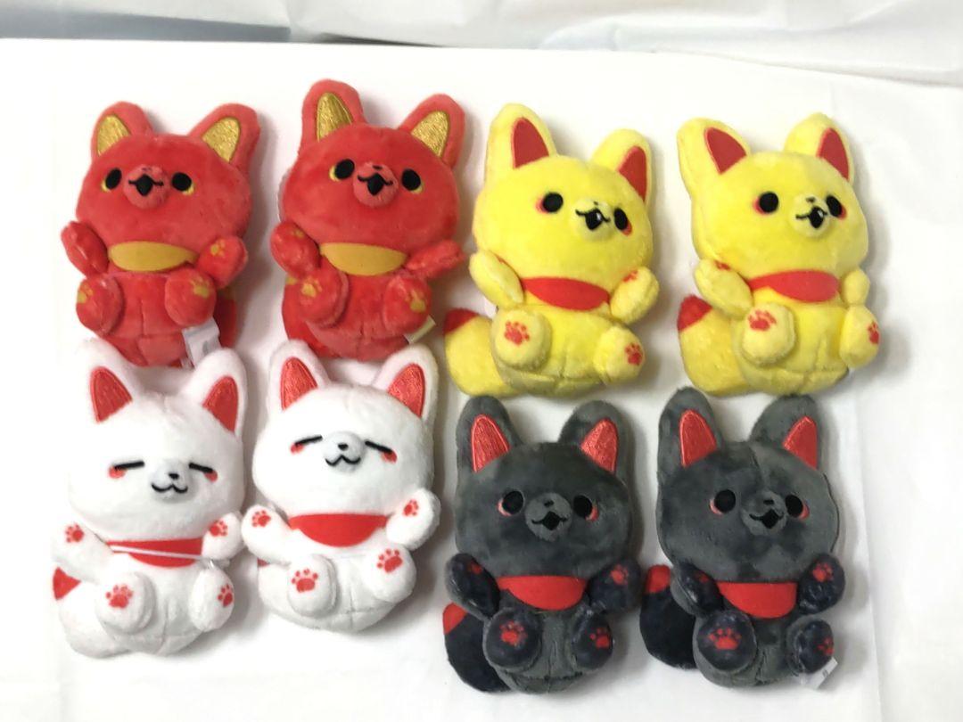 【キャラクター】ぬいぐるみ マスコット まとめ売り かみさまキツネとサラリーマン マスコット シロ キン ベニ クロ