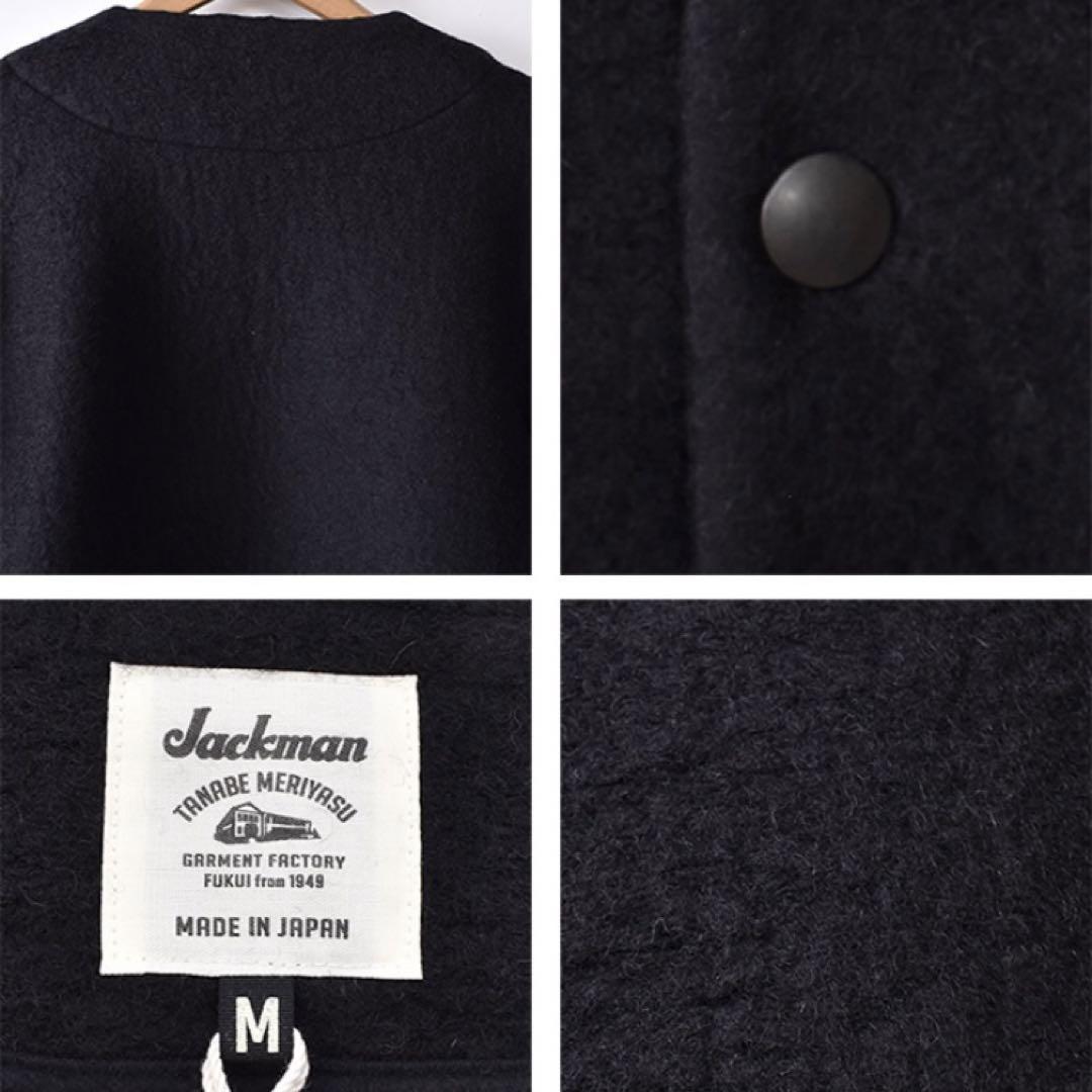 Jackman」Wool Collarless Jacket ジャックマン ウール カラー