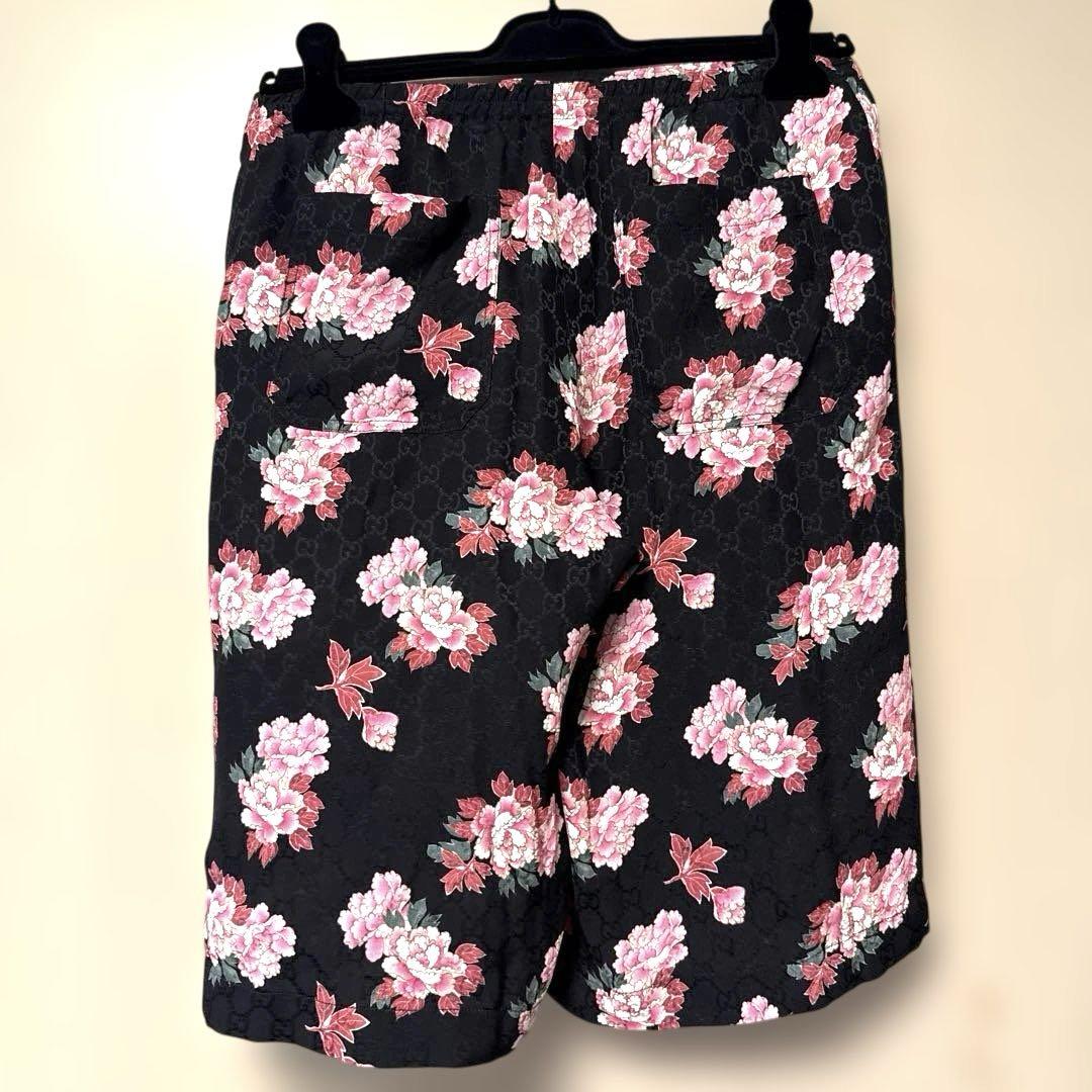 GUCCIフラワープリント GG総柄シルクショーツ 624399 ZAEP6