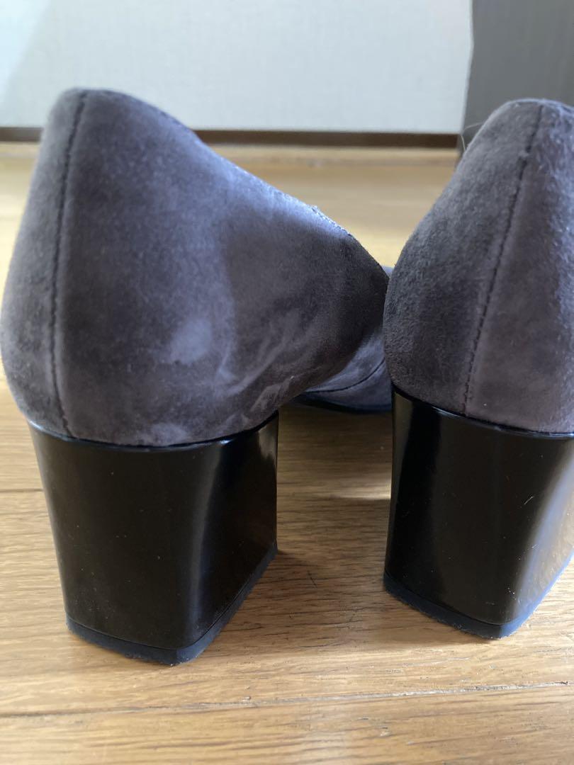 グレー スエード ヒールパンプス23 グレー スエード ヒールパンプス23