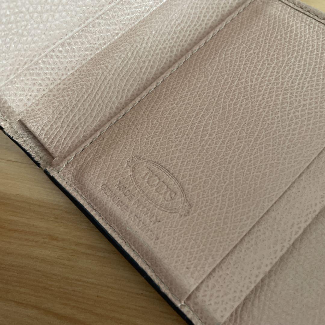 【TOD'S 】トッズ グレー ピンク バイカラー 三つ折り財布 ミニ財布
