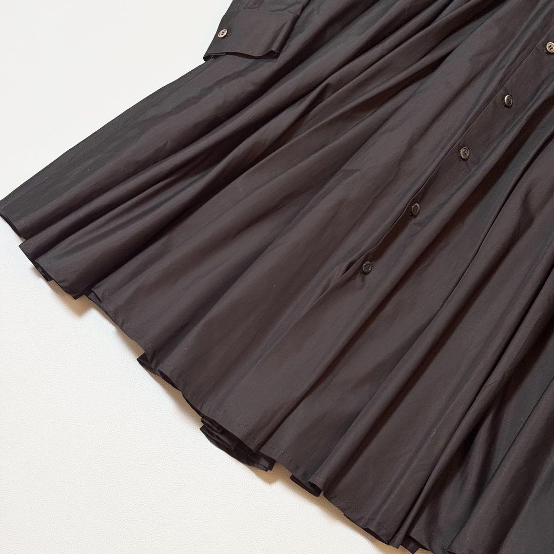 LIMI feu リミフゥ Y´s ギャザー ロングシャツワンピース 黒