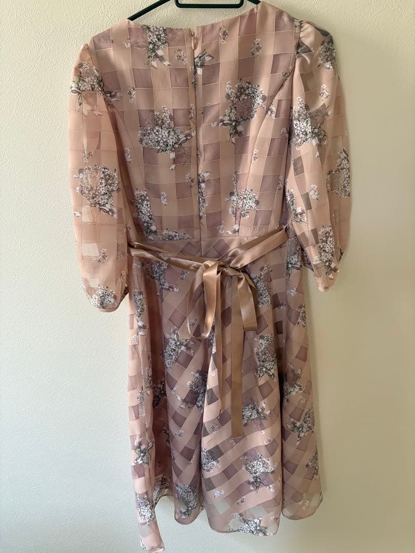 38 MsGracy超美品 花柄チェック半袖ワンピース 38 MsGracy超美品 花柄チェック半袖ワンピース