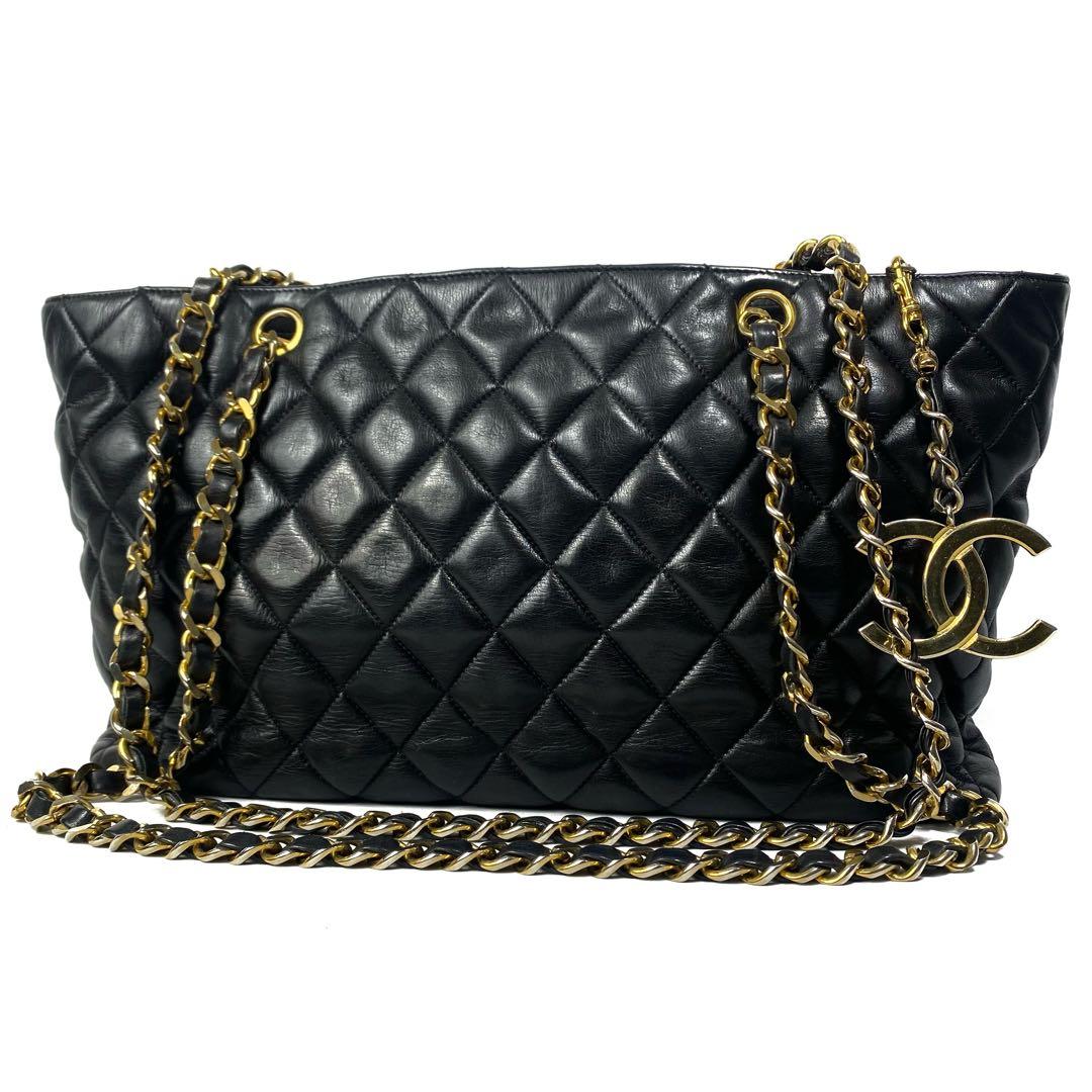 極美品⭐️CHANEL シャネル　ラムスキン　チェーン　トートバッグ　ココマーク