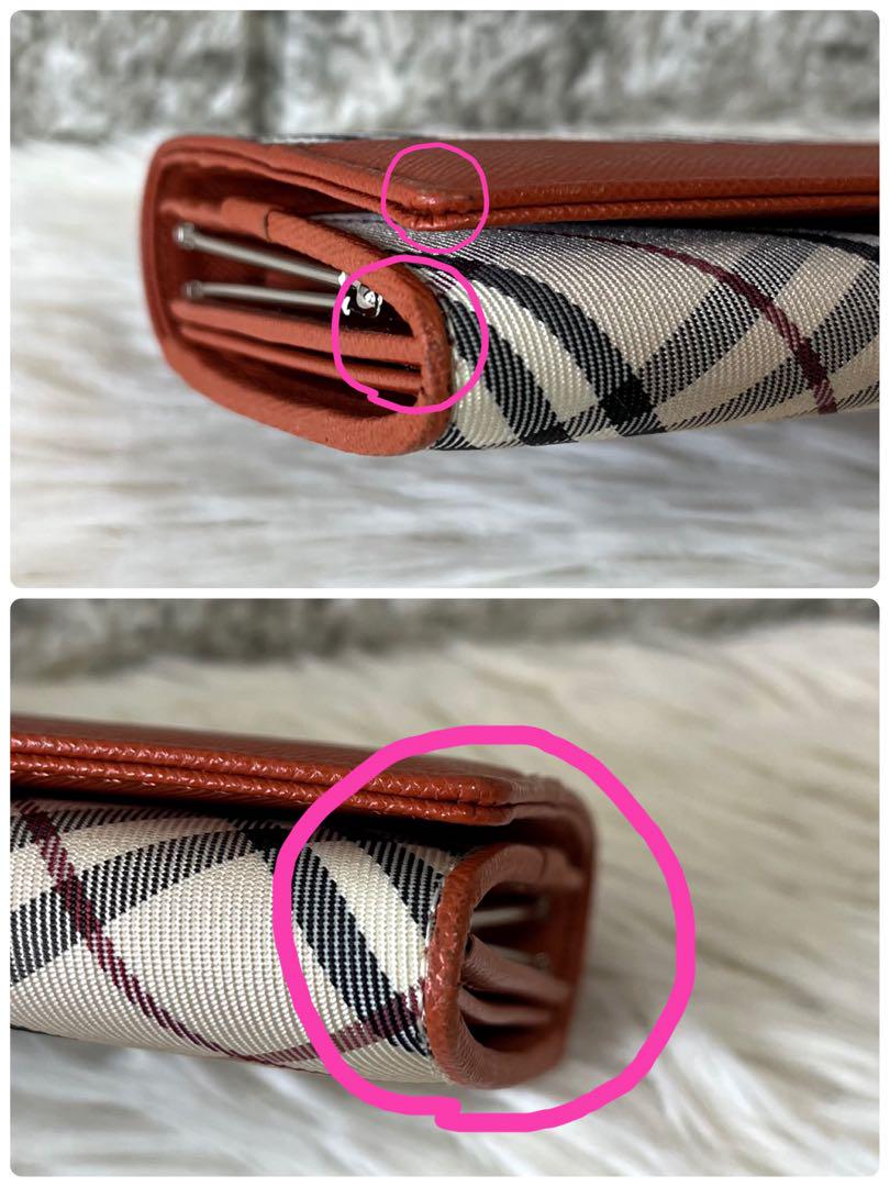 【美品】バーバリー　ノバチェック　レザー　ナイロン　がま口　長財布