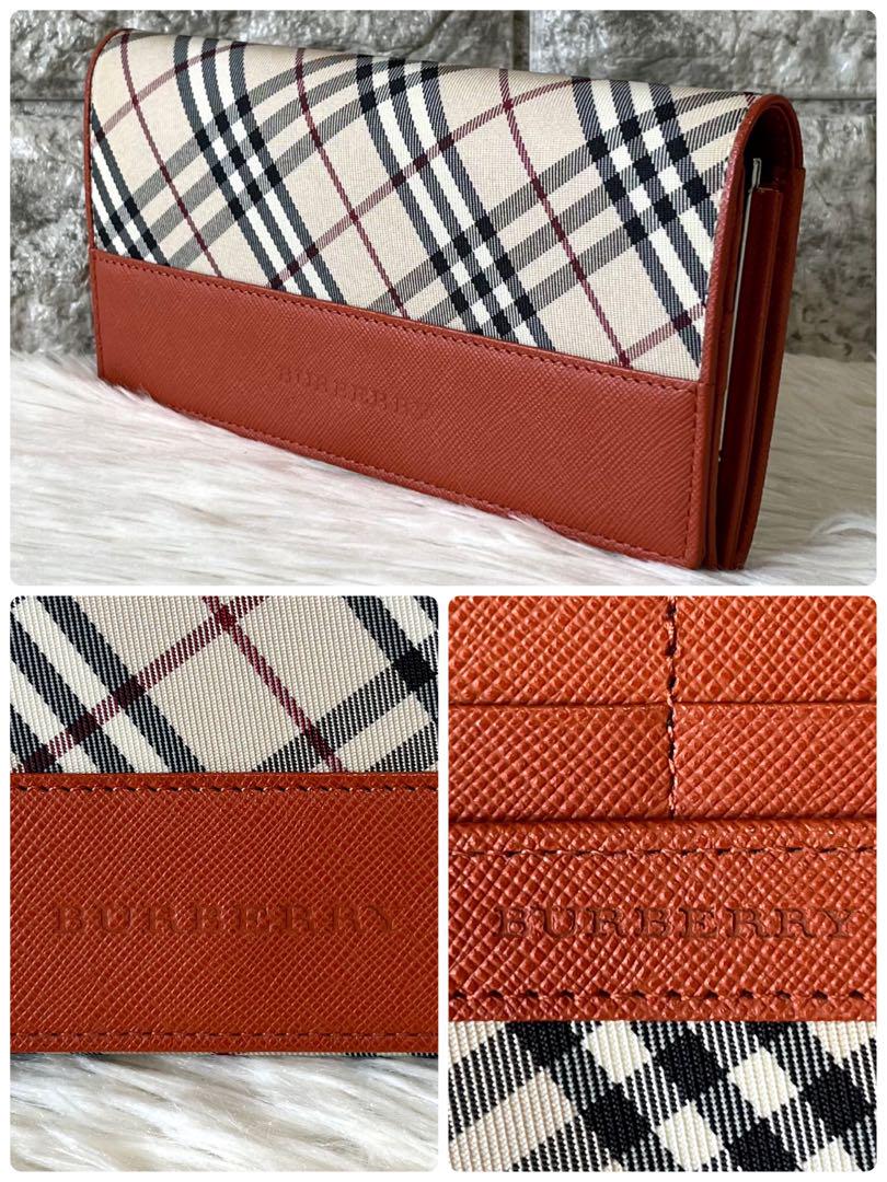 【美品】バーバリー　ノバチェック　レザー　ナイロン　がま口　長財布