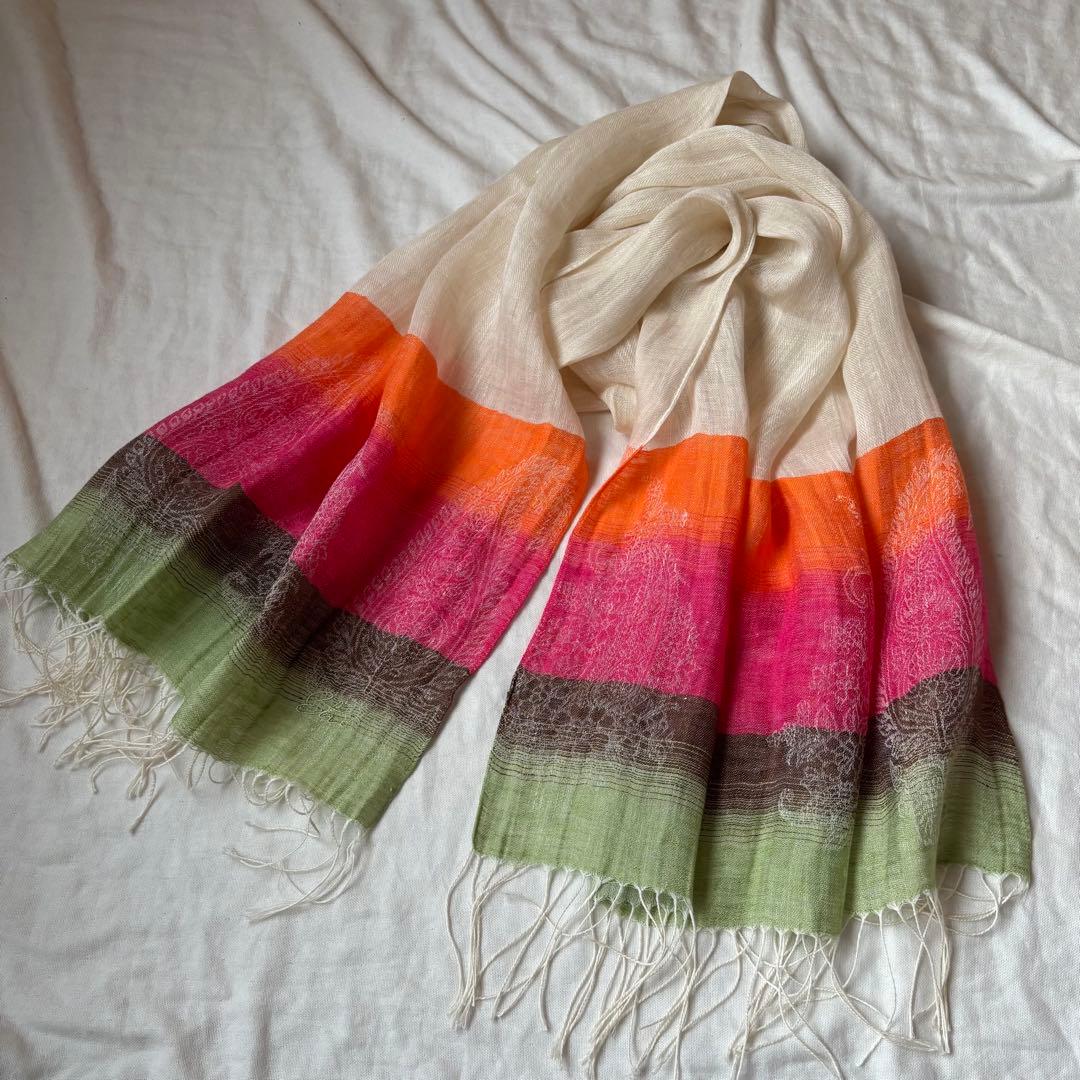 エトロ 麻 ストール 大判サイズEtro