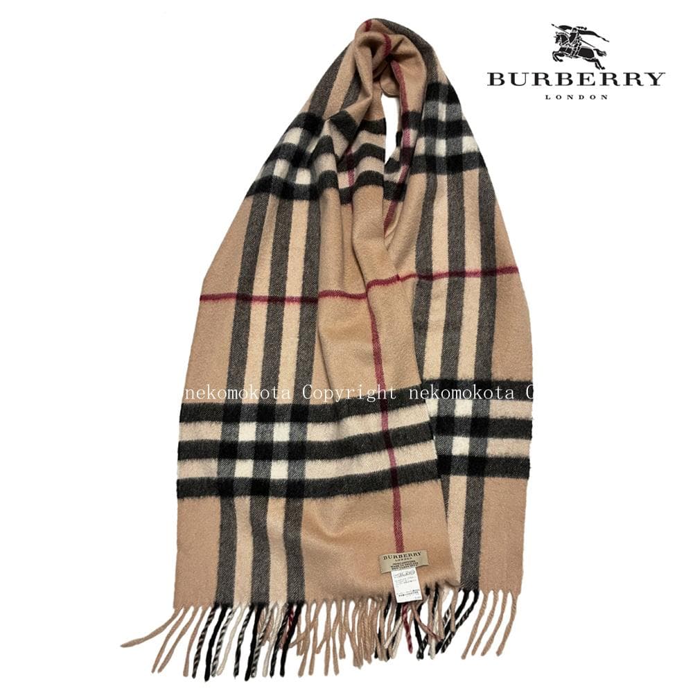 バーバリー ロンドン カシミヤ 100％ ノバ チェック マフラー ベージュ