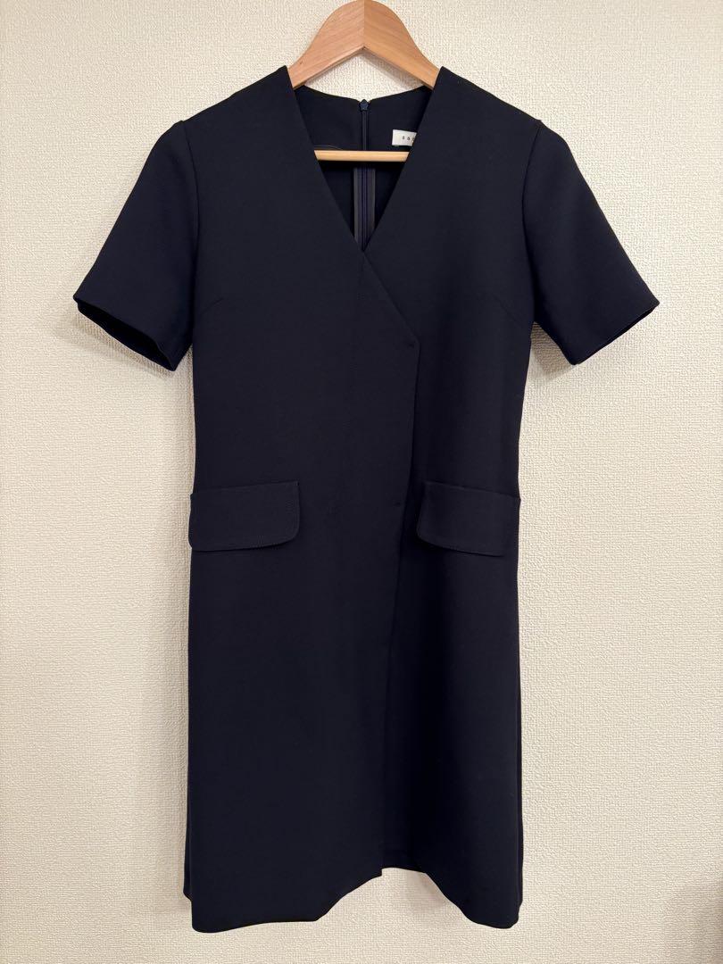 Sandro Paris ネイビーひざ丈ワンピース