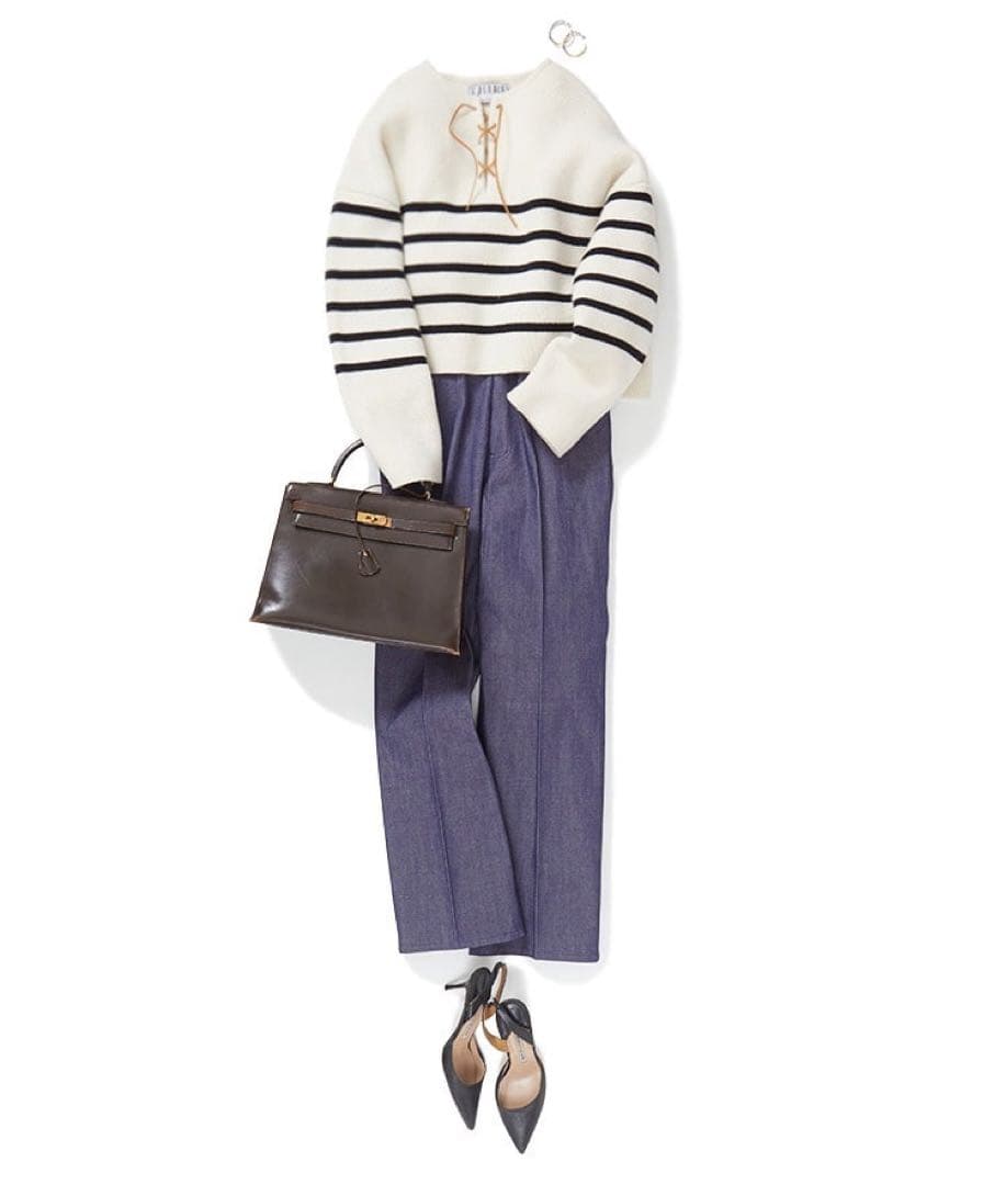 THIRD MAGAZINE サードマガジン レースアップボーダーセーター