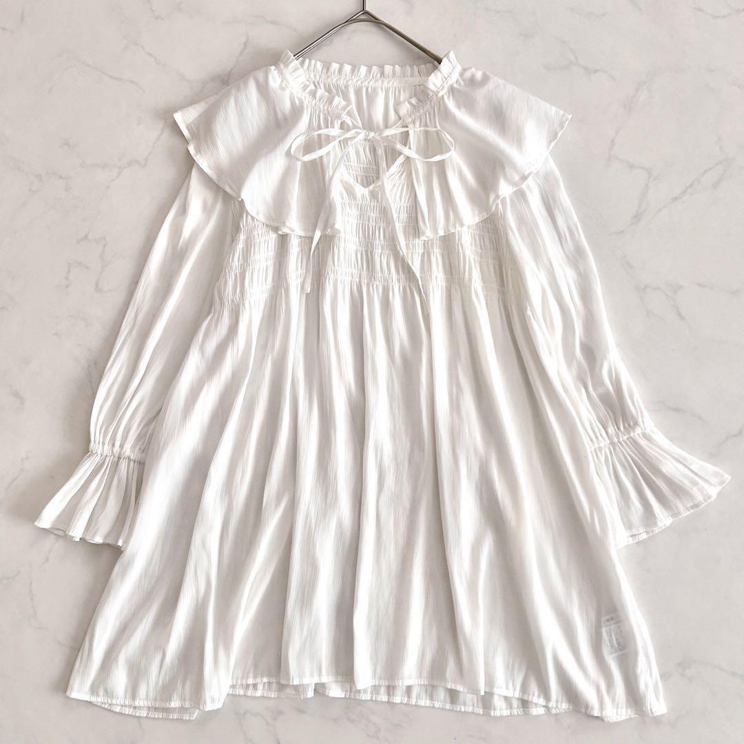 新品　CADUNE♡カデュネ　ボウ付フリルブラウス ウォッシャブル　ビックカラー