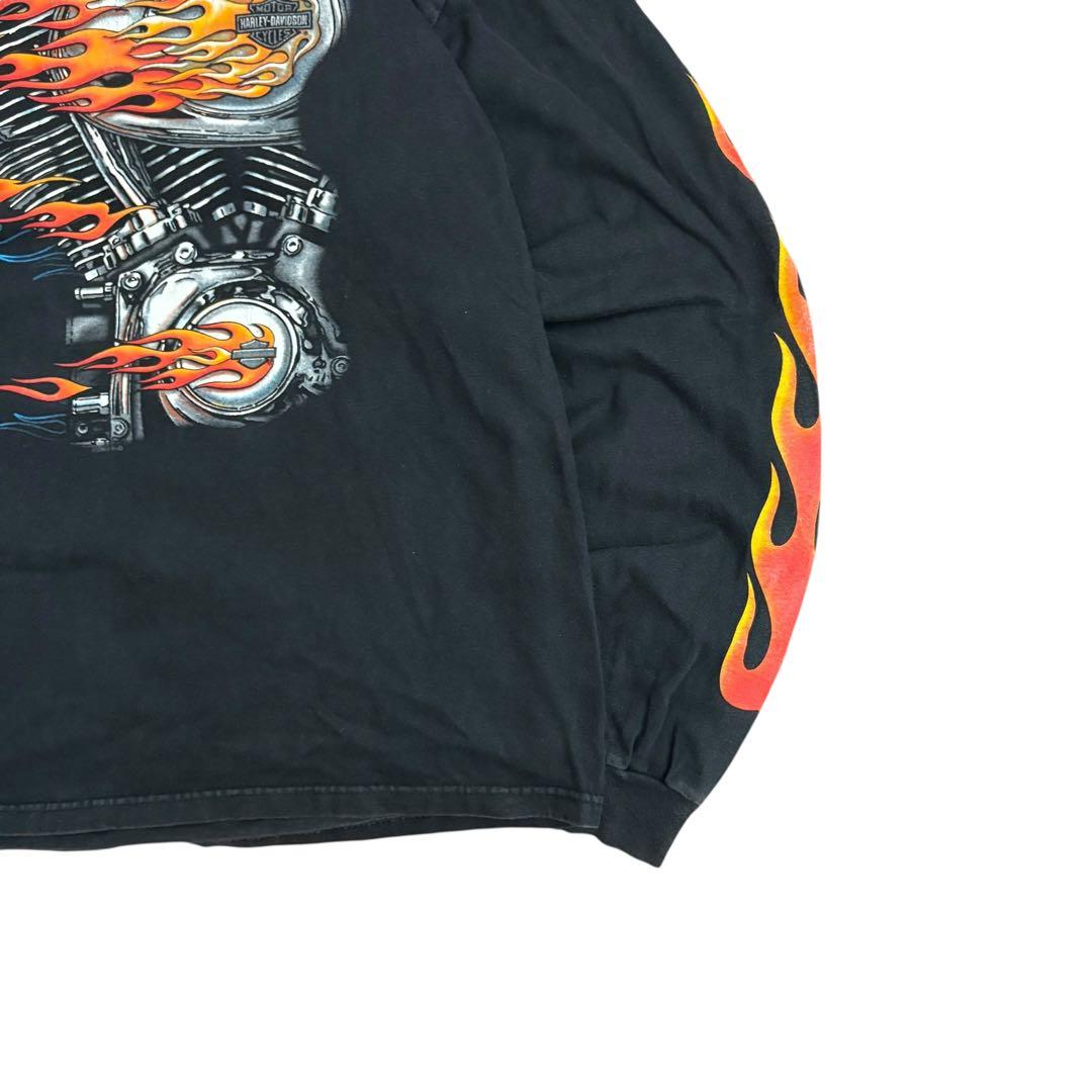 Harley-DavidsonエンジンファイヤーロンTブラックy2kUSA製炎
