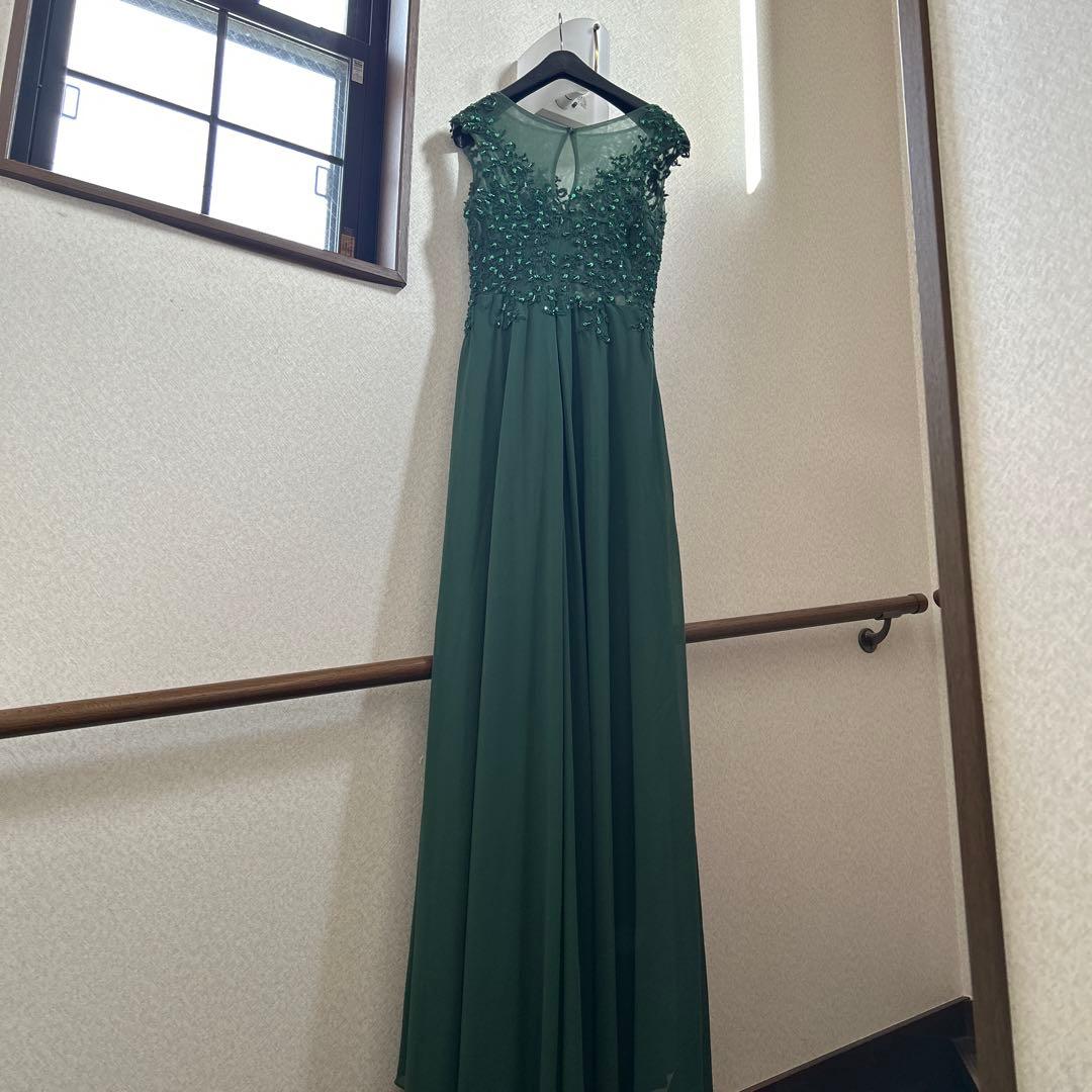 ビーズ装飾 ハイローヘムドレスM