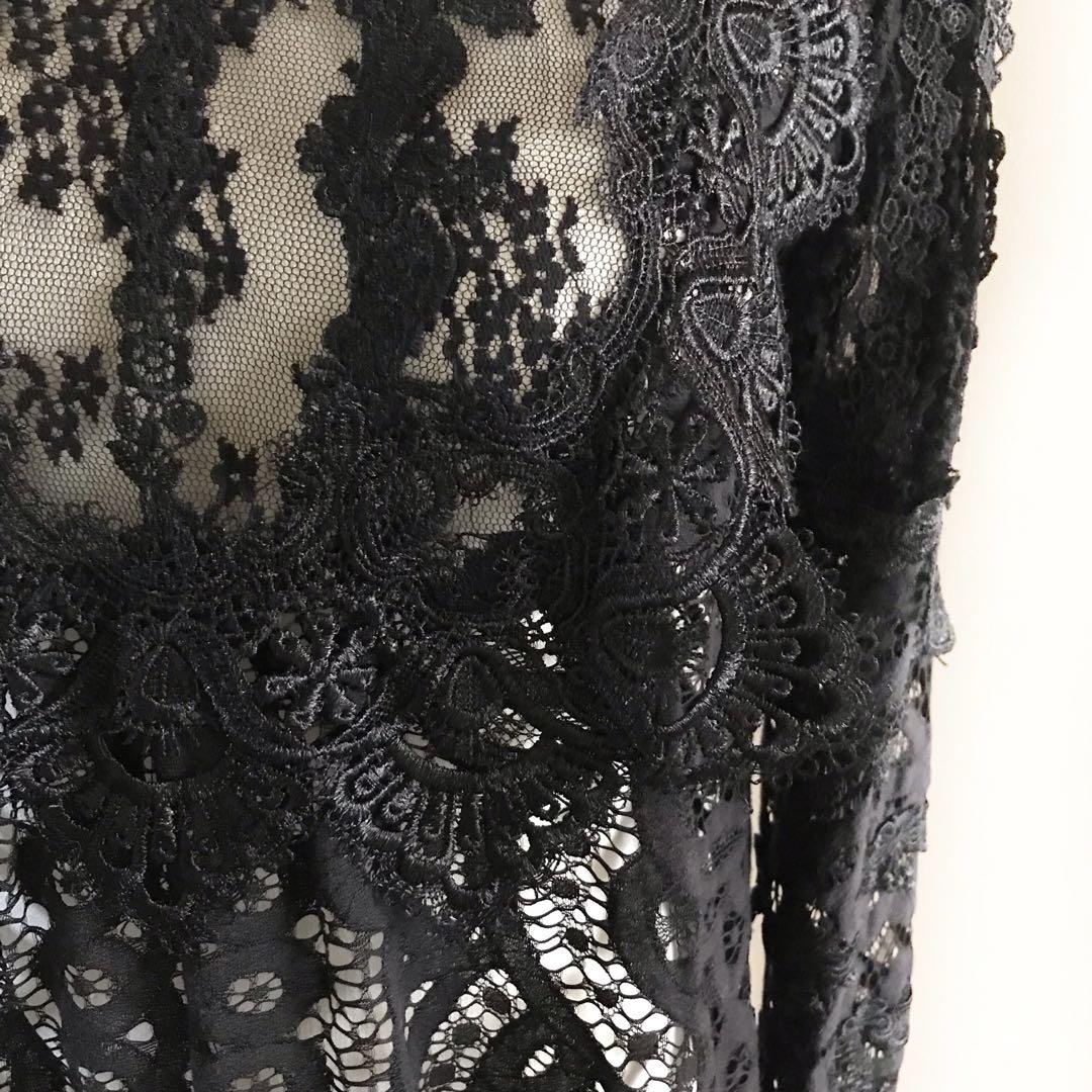 ブランド通販 美品 ANNA SUI アナスイ 総レース ブラウス 黒 USA製 L - メルカリ トップス