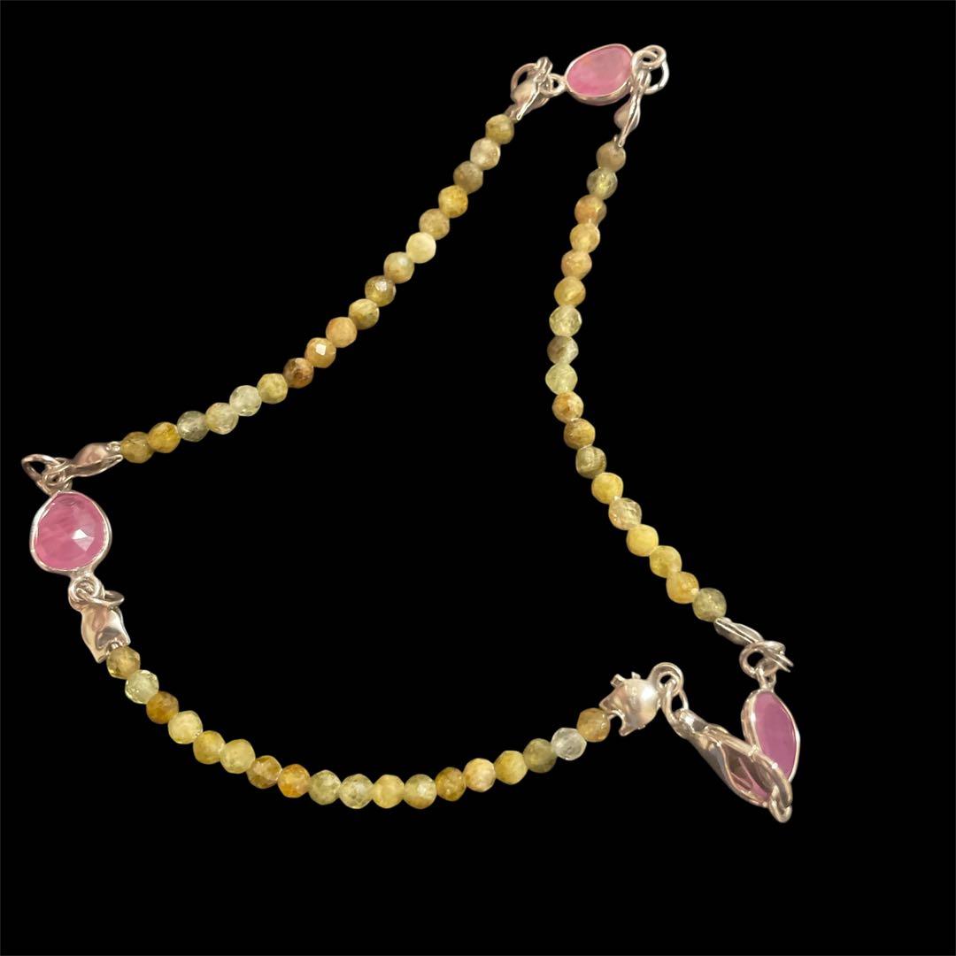 ルビー グリーンガーネット ブレスレット新品、♥